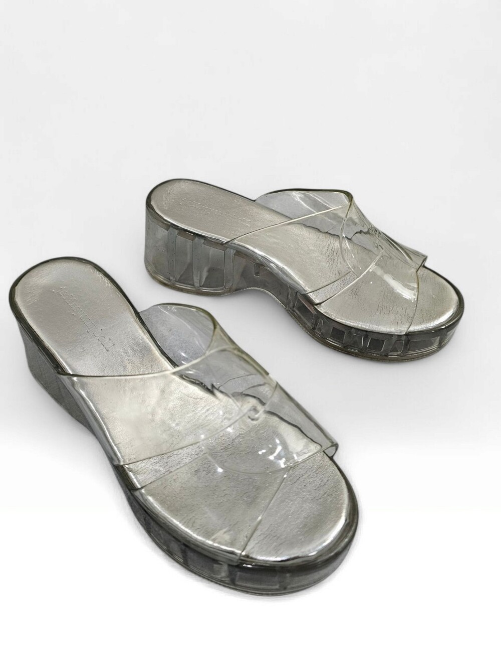 JEFFREY CAMPBELL Jelli Clear PVC Platform Slide Sandals 38/7